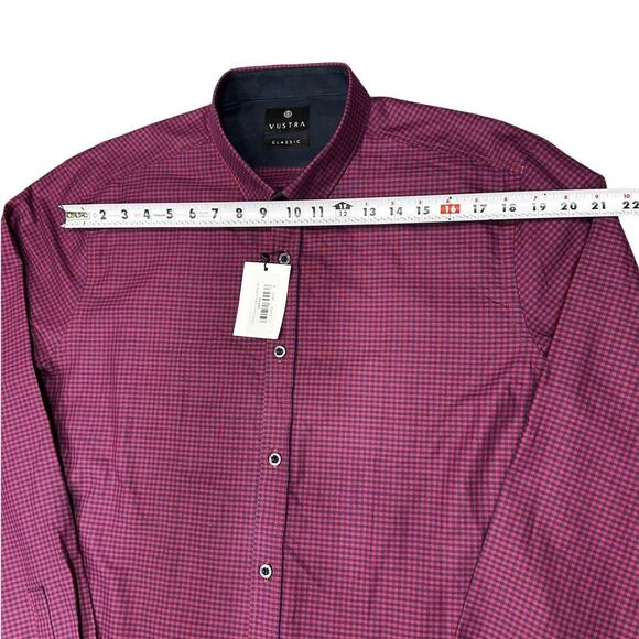 NWT Vustra‎ Men's Classic Checkered Button Down Shirt XL Organic Cotton Reb/Blue - Picture 4 of 12